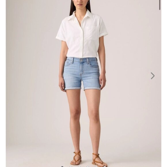 Levi's New Shorts Womens Size 28 Denim Jean Mid Length Rolled Hem Soft - Picture 7 of 15